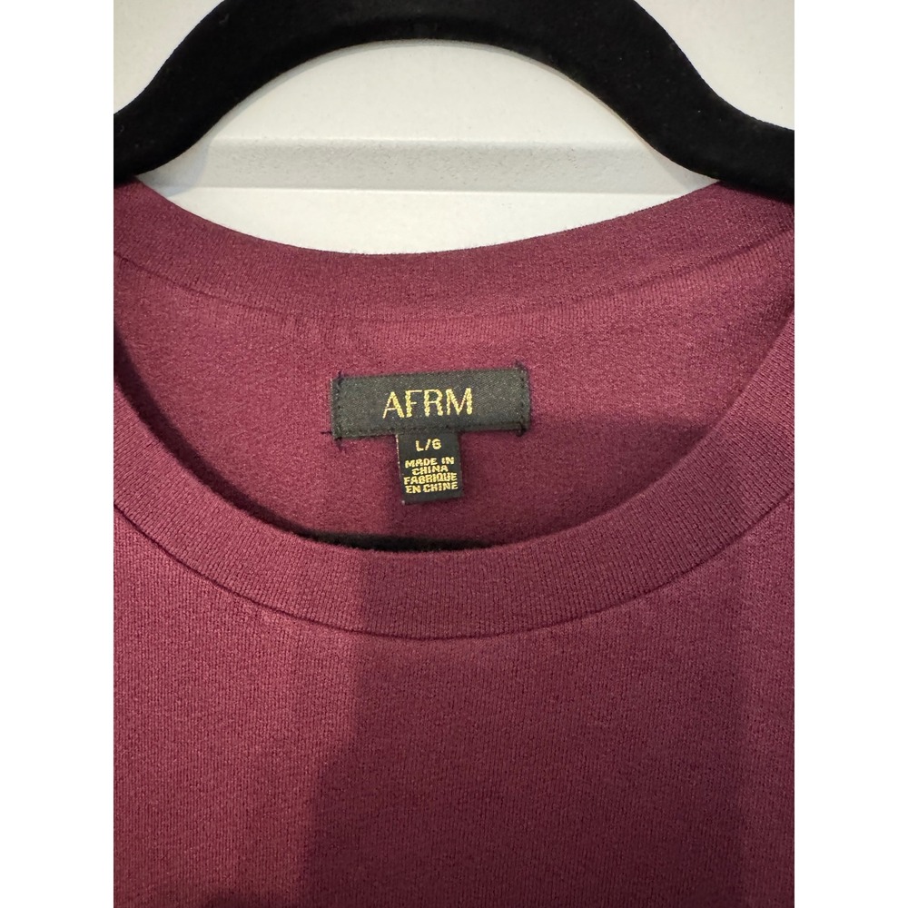 AFRM Burgundy Long Sleeve Crew Neck Jersey Knit Maxi Dress L Minimalist Grunge - Picture 2 of 8